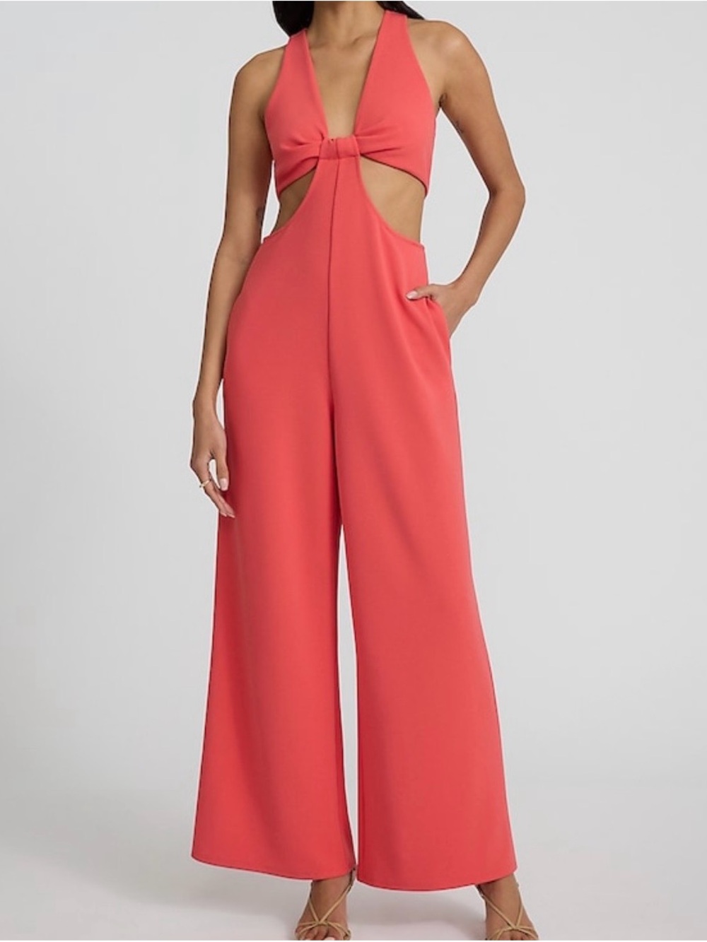 Express Coral Cutout Wide-Leg Jumpsuit